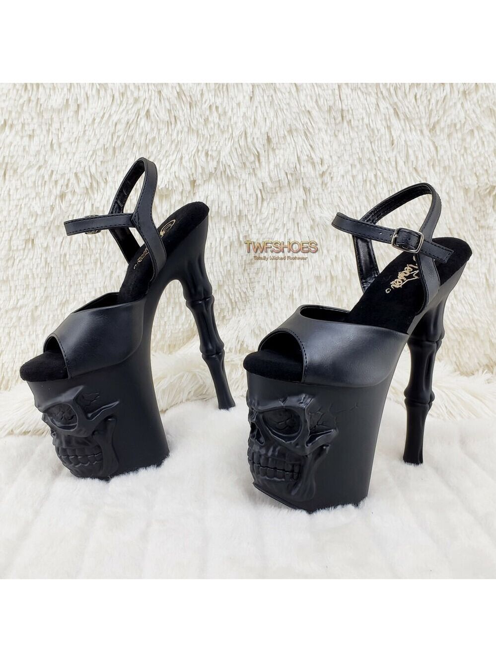 NIB Rapture Black Matte Skull & Bones 8" High Heel Platform Shoes 5-10 NY
